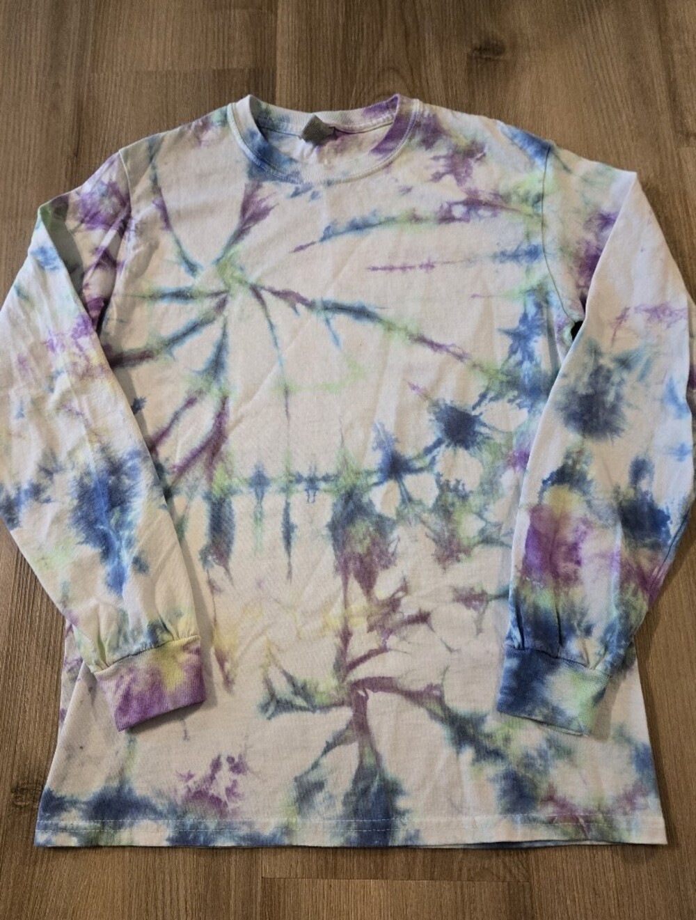 Tie-Dye Long Sleeve Tee in Purple, Blue and Green Hues